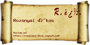 Rozsnyai Ákos névjegykártya